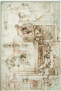 Prosjekt for Farnese-galleriet. Tegning av Annibal Carracci Dit Carrache (1560-1609) av Annibale Carracci