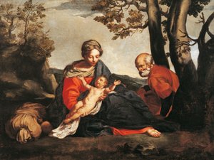 Hvil på flukten til Egypt (olje på lerret) av Annibale Carracci