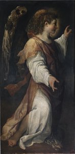 Bebudelsens engel, detalj (olje på lerret, ca. 1587) av Annibale Carracci