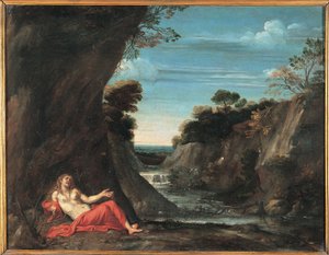 Landskap med den angrende Magdalene av Annibale Carraccis School