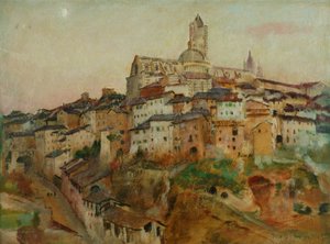 Byen Siena (olje på lerret)