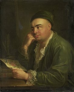 En mann med en tegning av blomster, såkalt Portrait of Jacob Feitama Jr, Merchant in Amsterdam av Anonymous