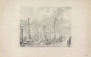 Ankomst til Amsterdam av flyktninger før flommen, 1825 av Anonymous