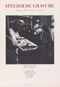 Plakat fra trykkeriet Atelier 63 i Paris Atelier de engraving ((...)) Atelier 63 Joelle Serve (tittel på objekt) av Anonymous
