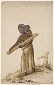 Afrikansk kvinne med barn og trestamme av Anonymous