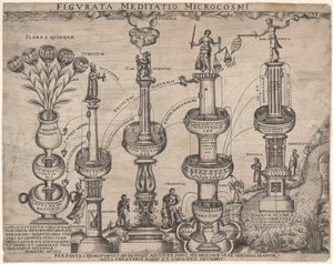 Allegori om naturen og menneskets natur (mikrokosmos) Figurata Meditatio Microcosmi (tittel på objekt) av Anonymous