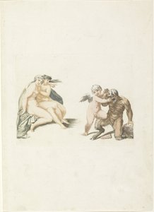 Amor straffer en satyr av Anonymous