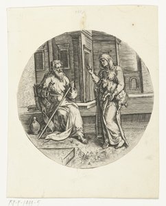 Anna tar med den blinde Tobit en geit Story of Tobias (serietittel) av Anonymous