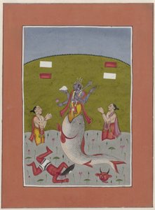 Avatar av Vishnu som dukker opp fra munnen til en fisk Avatars of Vishnu (serietittel) av Anonymous