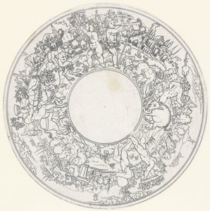 Bacchus rir på et esel Retter: Landskap med prosesjoner av Bacchus og hans følge (serietittel) av Anonymous