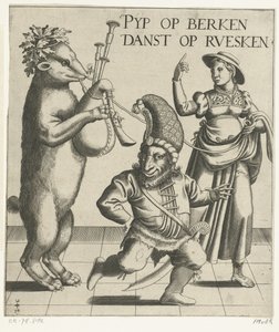 Bjørn med sekkepipe Pyp på bjørker / Danser på ruesken (tittel på objekt) av Anonymous