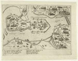 Beleiring av Schenkenschans av spanjolene, 1599 Forialicium Schenckianum (tittel på objekt) av Anonymous
