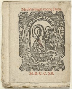 Side med forlagsmerke, 1712 I hvilken Lidt de Maen er / hvor du dør / forlater naken med mindre det er flott notat; Als Peste / Pleures er / ende sulck quaet / oock ikke sonder des Meestersraet (tittel på objekt) av Anonymous
