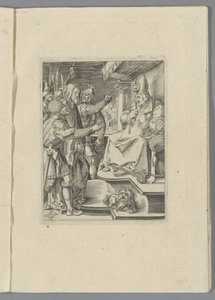 Christus voor Kajafas De kleine Passie (serietittel) Passion of Christ Ab Albert Durer Nurenburgensi Effigiata (serietittel) av Anonymous