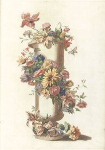 Sylindrisk vase med blomsterkrans av Anonymous