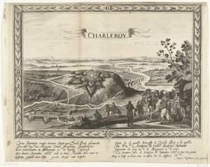 Den nye festningen Charleroi, 1666 Caerte figurativ av den nye byen av Charle Roij (...) (tittel på objekt) Plant de la nouelle fortresse de Charle Roij (...) (tittel på objekt) av Anonymous
