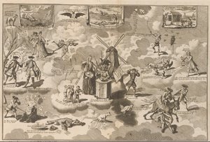 Den beseirede aksjonisten i ringestolen, 1720 Den beseirede aksjonisten i stolen med Rinkels, overtalt av den Lauwerd-trojanske hesten (tittel på objekt) The Great Scene of Folly (serietittel) av Anonymous