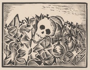 Hodeskalle mellom krigskors Against War and Fascism (serietittel) av Anonymous