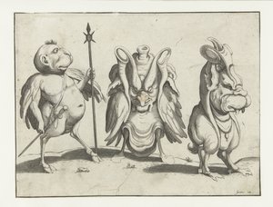 Tre monstre Groteske figurer omgitt av en rammelinje (serietittel) av Anonymous