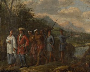 Nederlandsk kjøpmann med slaver i østindiske åser av Anonymous