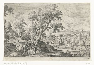 Emmaus-gjengere Landskap med mytologiske og bibelske scener (serietittel) av Anonymous