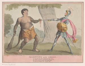 Engelsk politisk tegneserie, 1835 Valentine og Orson (tittel på objekt) av Anonymous