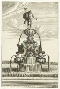 Fontene med statue av Neptun Architectura Curiosa Nova (serietittel) av Anonymous
