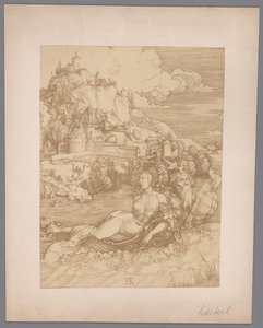 Fotoreproduksjon av graveringen Abduction by the Sea Monster av Albrecht Dürer av Anonymous