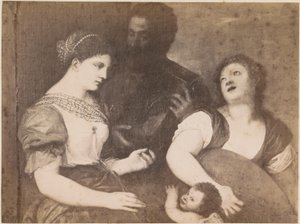 Fotoreproduksjon av maleriet Allegory of love etter Titian Tizian Allegory (tittel på objekt) kaiserl. Konigl. Galleri i Wien (serietittel på objekt) av Anonymous