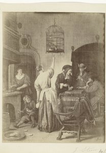 Fotoreproduksjon av maleriet Papegøyeburet av Jan Steen Musée d