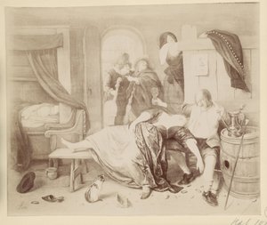 Fotoreproduksjon av maleriet Det fulle paret av Jan Steen av Anonymous