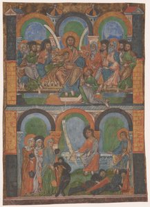 Fragment av en liturgisk bok: Nattverden og de tre kvinnene ved den tomme graven av Anonymous
