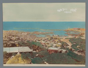 Utsikt over Genova og det linguriske hav, Italia Panorama-dalen Ristorante Righi al Castellaccio (tittel på objekt) Genova (serietittel på objekt) av Anonymous