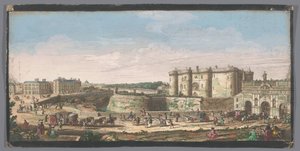 Utsikt over Bastillen og Porte Saint-Antoine i Paris Utsikt over Bastille de Paris, fra Porte St. Antoine, et d