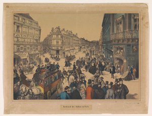 Utsikt over Boulevard des Italiens i Paris Boulevard des Italiens zu Paris (tittel på objekt) av Anonymous