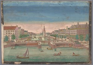 Utsikt over Oudeschans i Amsterdam sett fra IJ av Anonymous