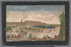 Utsikt over Versailles-hagen og Versailles-palasset av Anonymous