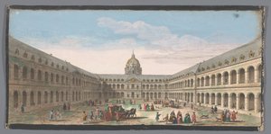 Utsikt over gårdsplassen til Hôtel des Invalides i Paris Vüe de la grande cour de l'Hôtel Royal des Invalides (tittel på objekt) av Anonymous