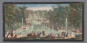 Utsikt over kaskadene i hagen til Château de Saint-Cloud Veue de la cascade de St. Cloud (tittel på objekt) av Anonymous