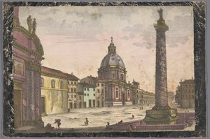 Utsikt over kirken Santa Maria di Loreto og Trajans søyle i Roma av Anonymous