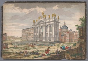 Utsikt over St. John Lateran-kirken i Roma Veduta della Basilica di S. Giovanni Laterano (tittel på objekt) av Anonymous
