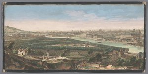 Utsikt over byen Paris sett fra landsbyen Chaillot Generell utsikt over byen Paris, prize de la hauteur du village of Chaillot (tittel på objekt) av Anonymous