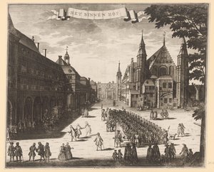 Utsikt over Binnenhof i Haag Binnenhof (tittel på objekt) av Anonymous