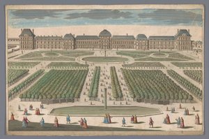 Utsikt over Palais des Tuileries i Paris sett fra Jardin des Tuileries av Anonymous