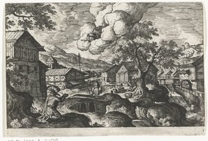 Gud viser seg foran en gammel mann Landskap med mytologiske og bibelske scener (serietittel) av Anonymous