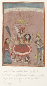 Gudinnen Durga og Hanuman av Anonymous