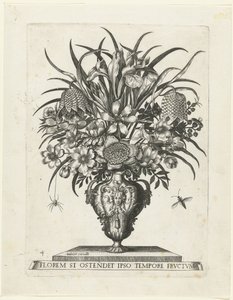 Grotesk vase med to ører i form av geitehoder Vaser med blomster (serietittel) av Anonymous