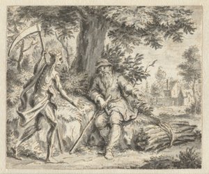 Tømmerhogger og død Design for illustrasjoner for en utgave av Jean de la Fontaines Fables (serietittel) av Anonymous