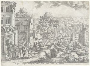 Ekteskap av Tobias og Sara Landskap med scener fra historien om Tobias (serietittel) av Anonymous