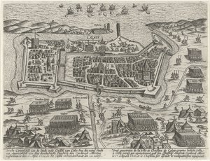 Capture of Calais av erkehertug Albrecht, 1596 av Anonymous